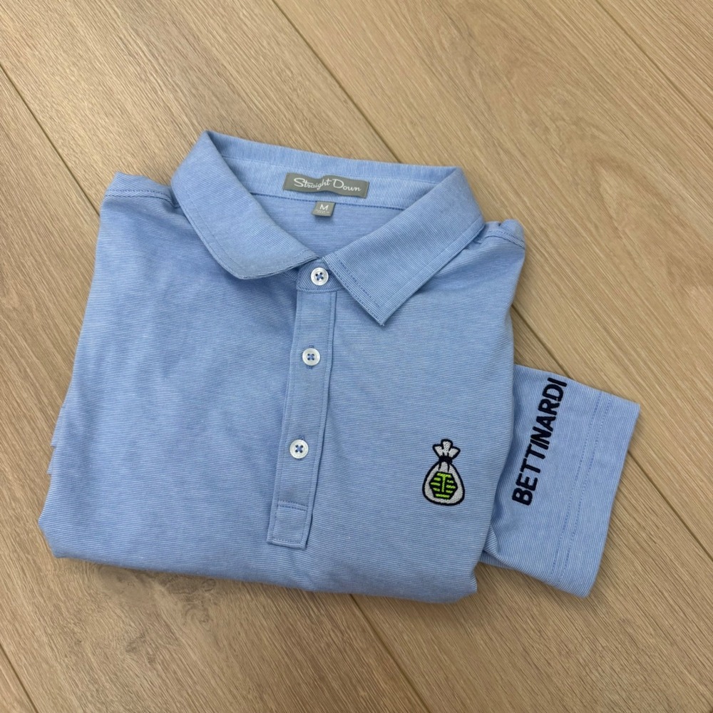 Straight Down Bettinardi Golf Polo Shirt Mens Medium Blue Short Sleeve Pique